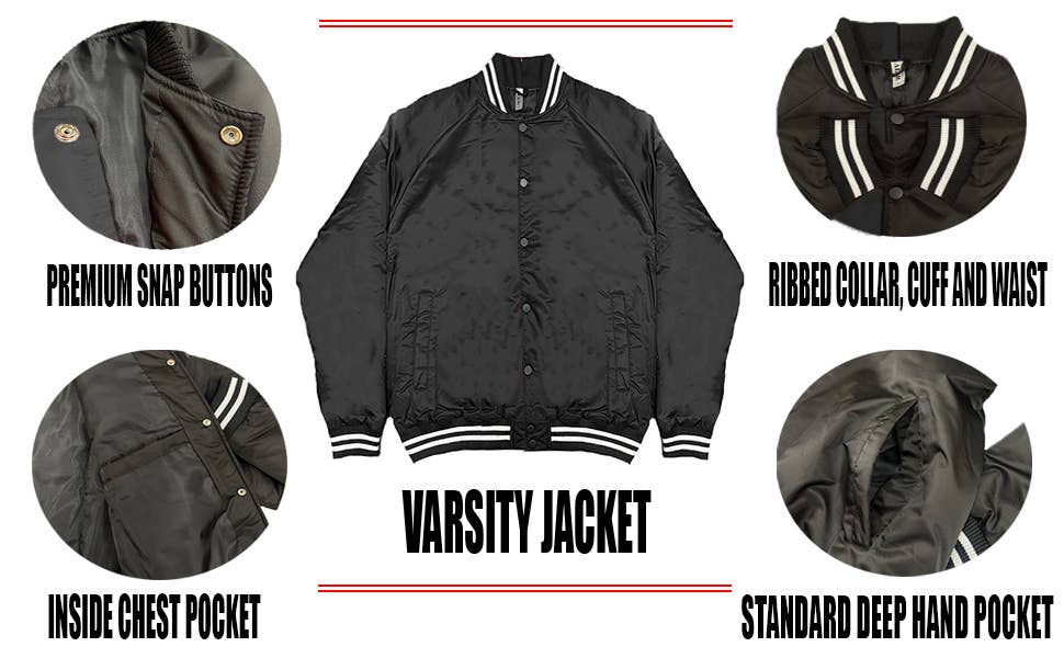 WEIV - Wholesale Windbreaker - Men's - Mens Polyester Varsity Windbreaker Jacket - Black3