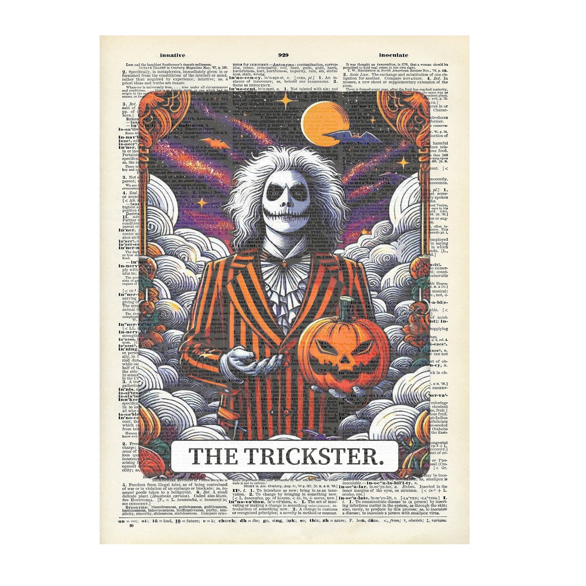 Crazilyhumbledesigns – wholesale Konsttryck – BeetleJuice, Trickster, Halloween, Vintage, Ordbokstryck0