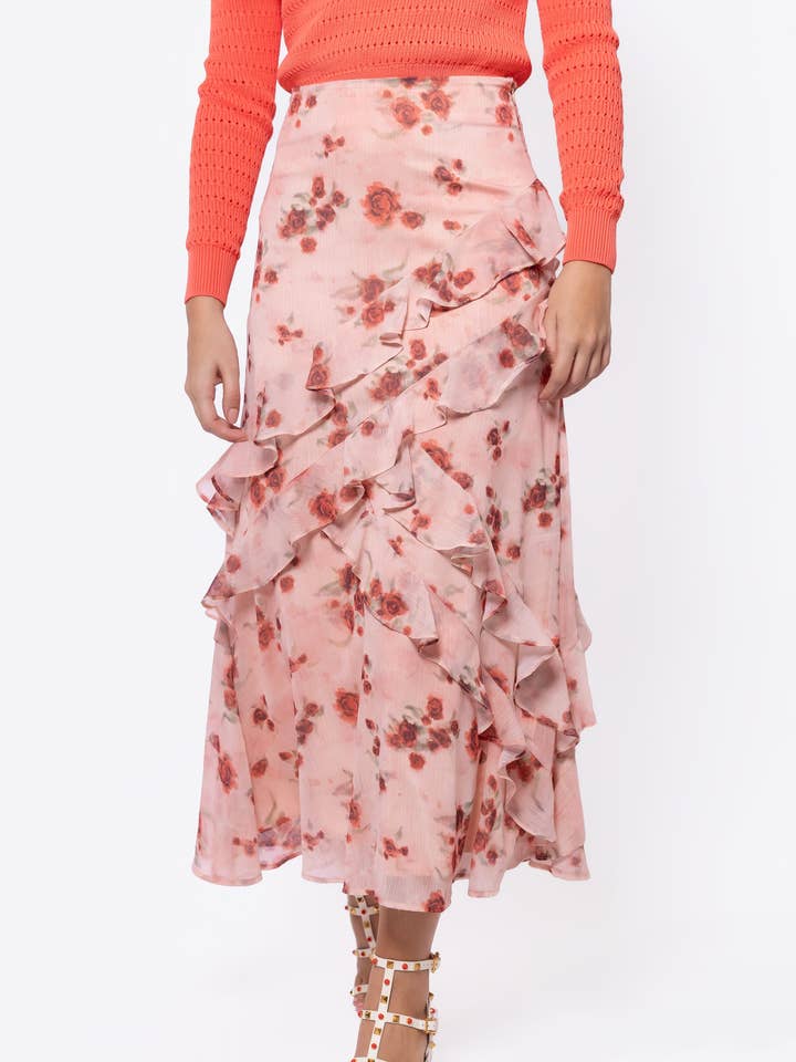 Zella Skirt (Peach Flower) for wholesale by Yakira Bella