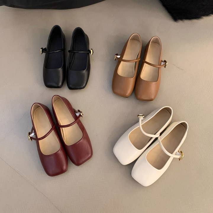 ACCITY - Wholesale Flats - Women's - Vintage Square Toe Mary Jane Flats for Women_CWSHF00515