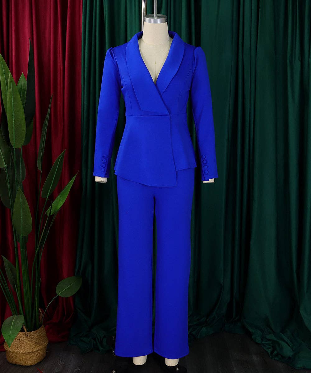 Aria Romance - Wholesale Suit Set - Women's - Ruffled Sleeve Wide-Leg Trouser Set1