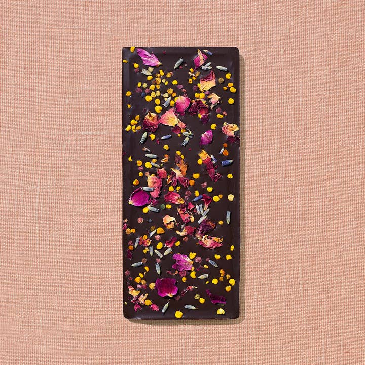 Spring & Mulberry - Wholesale Chocolate Bar - Lavender Rose Date-Sweetened Dark Chocolate