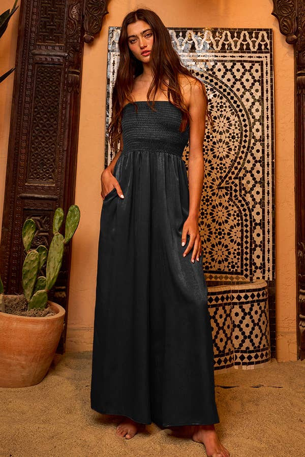 BUCKETLIST INC – wholesale Jumpsuit – Women's – R5177 Wide Legs Smocked Solid Tube Jumpsuit1