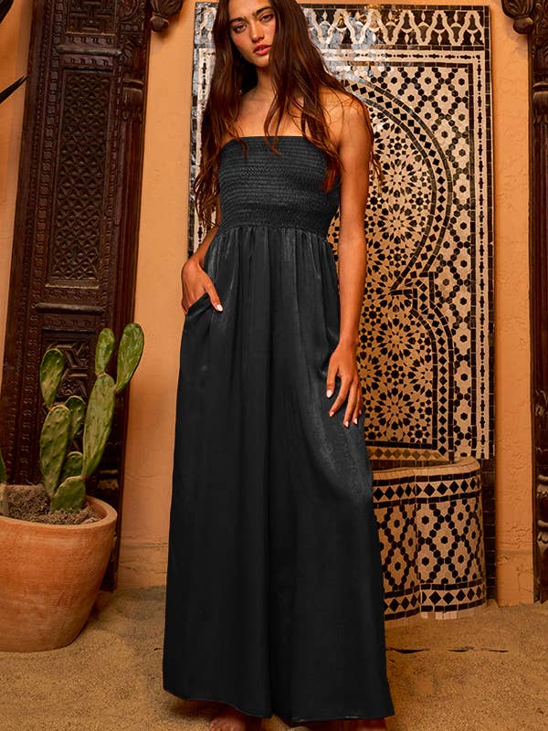 BUCKETLIST INC – wholesale Jumpsuit – Women's – R5177 Wide Legs Smocked Solid Tube Jumpsuit1