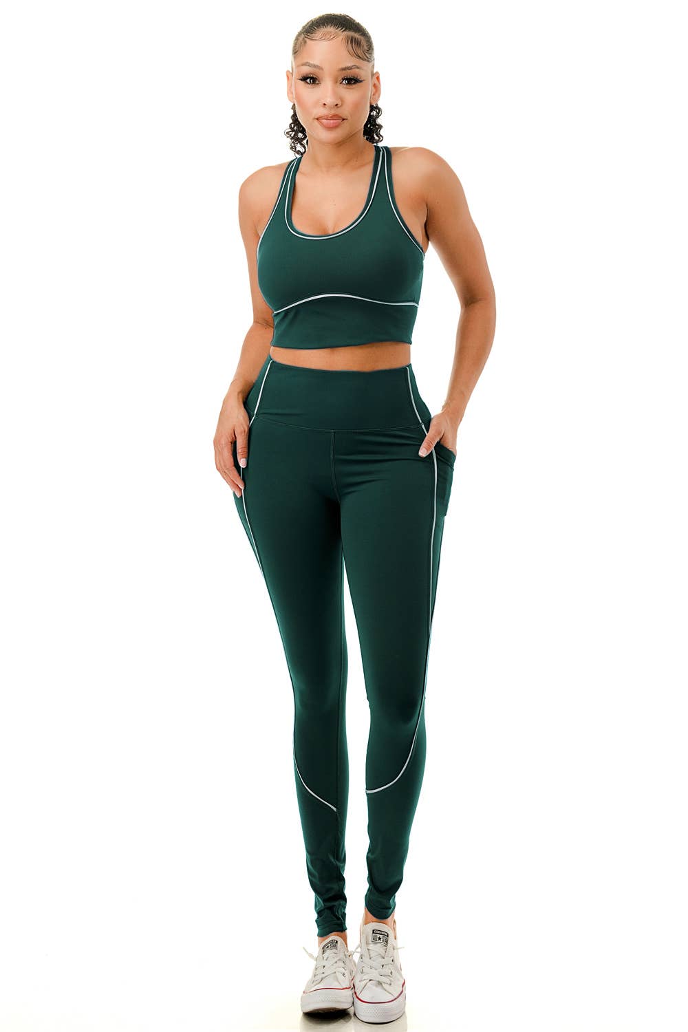 Color 5 - Wholesale Activewear Set - Women's - Active wear sports bra with yoga pants set w/contrast trim14