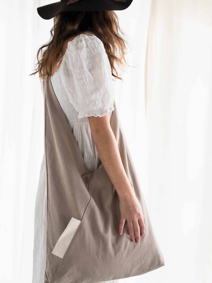 Tira Oversized Triangle Canvas Bag - Mocha for wholesale by Tintok