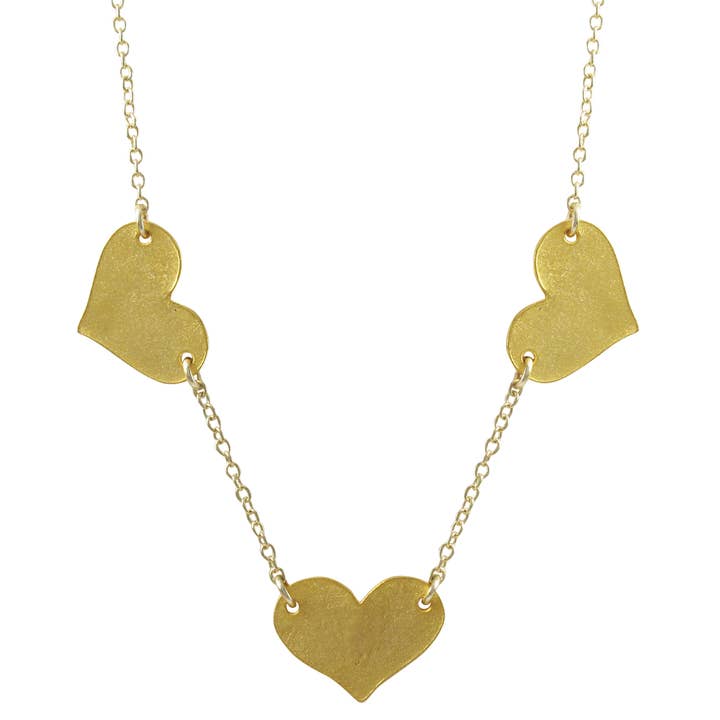 Matte Gold 14X19mm Hearts, Gold Plated Brass Chain Necklace for wholesale by Dlux Jewels
