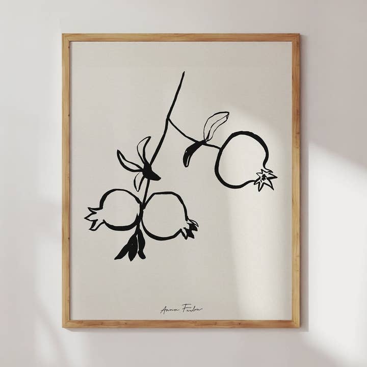 Granatæble Sketch Art Print for engroshandel hos Anna Farba Illustration
