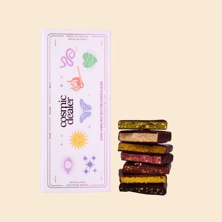Discovery box: 7 nut butter chocolates for wholesale by Cosmic Dealer