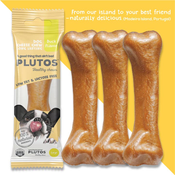 Bocconcini per cani -  Formaggio e anatra -  Grandi (15) per la vendita all'ingrosso da parte di PLUTOS CHEWS