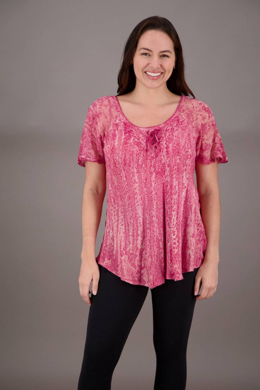 Assorted Colors Cap Sleeve Tie Dye Blouse 787 for wholesale on Faire7