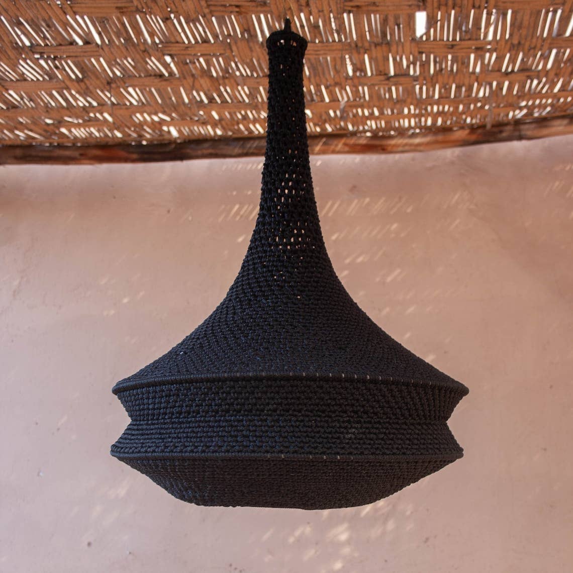 martitec - Vente Lustre/Suspension - Lampe crochetée moderne | Suspension lumineuse bohème | Abat-jour rustique10