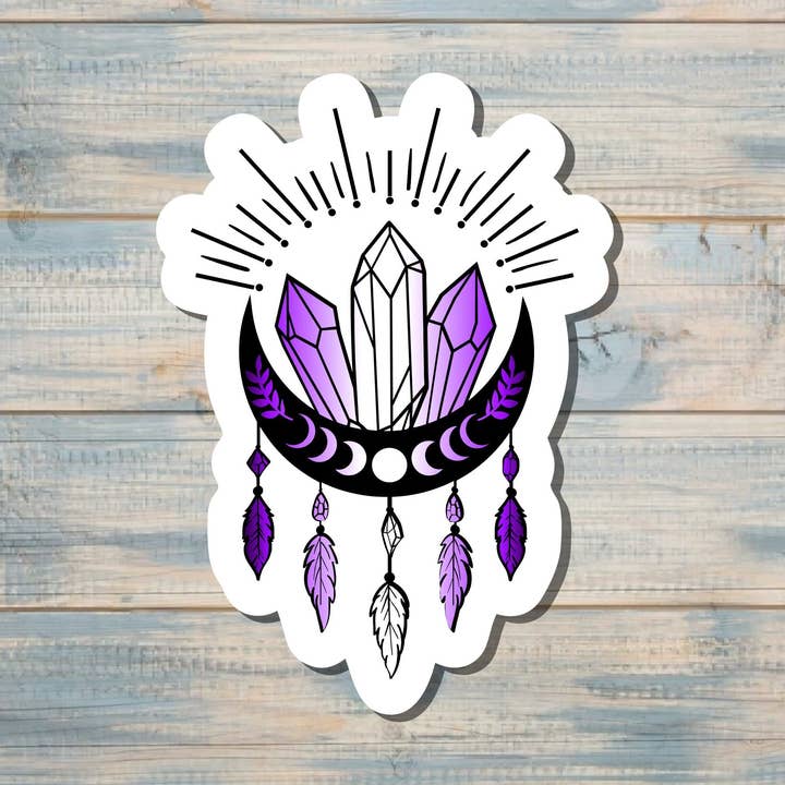 Autocolante Lua Crescente, Autocolante Cristais | Autocolante ou Íman por atacado de Handmade by Marlayna