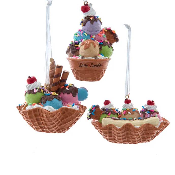 Kurt S. Adler, Inc. - Wholesale Ornament - 3-3.3" Pastel Waffle Sundae Ornament 3 Assorted0