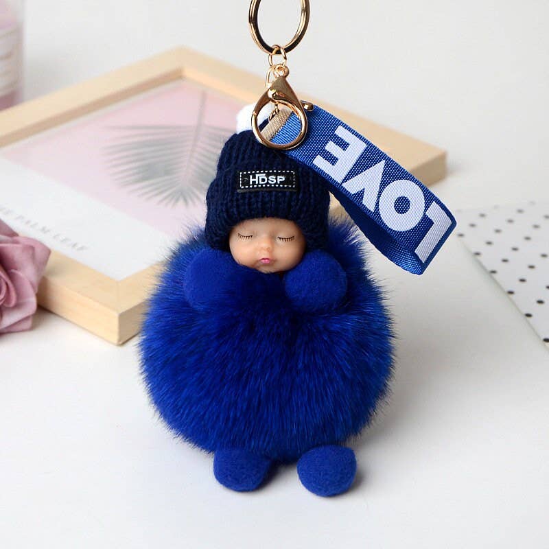 FurDecoration - Vendita all'ingrosso Portachiavi - Donna - Sleep Doll, portachiavi in vera pelliccia di volpe, con ciondolo, accessorio per telefono8