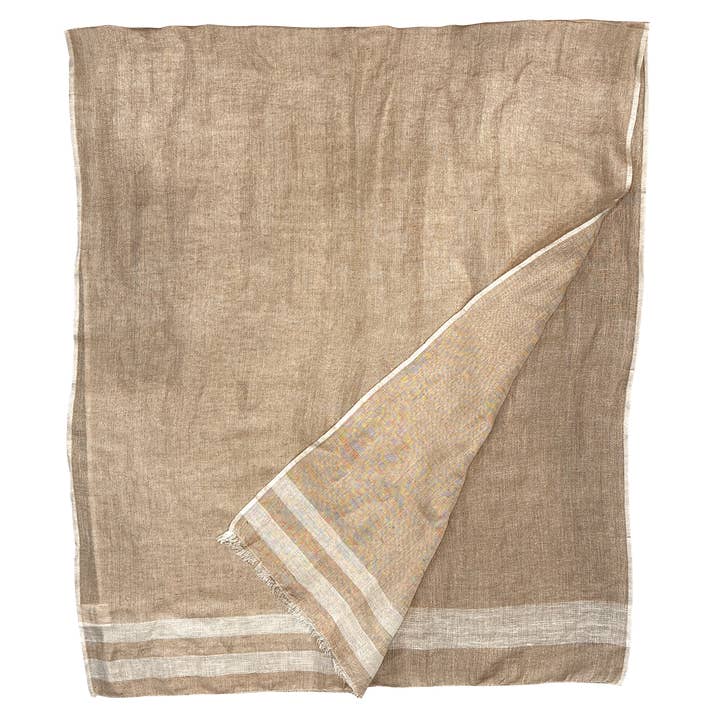 Chloe & Lex - Wholesale Scarf - Women's - Pure Linen with Fresh Stripes Lightweight Scarf for Women5