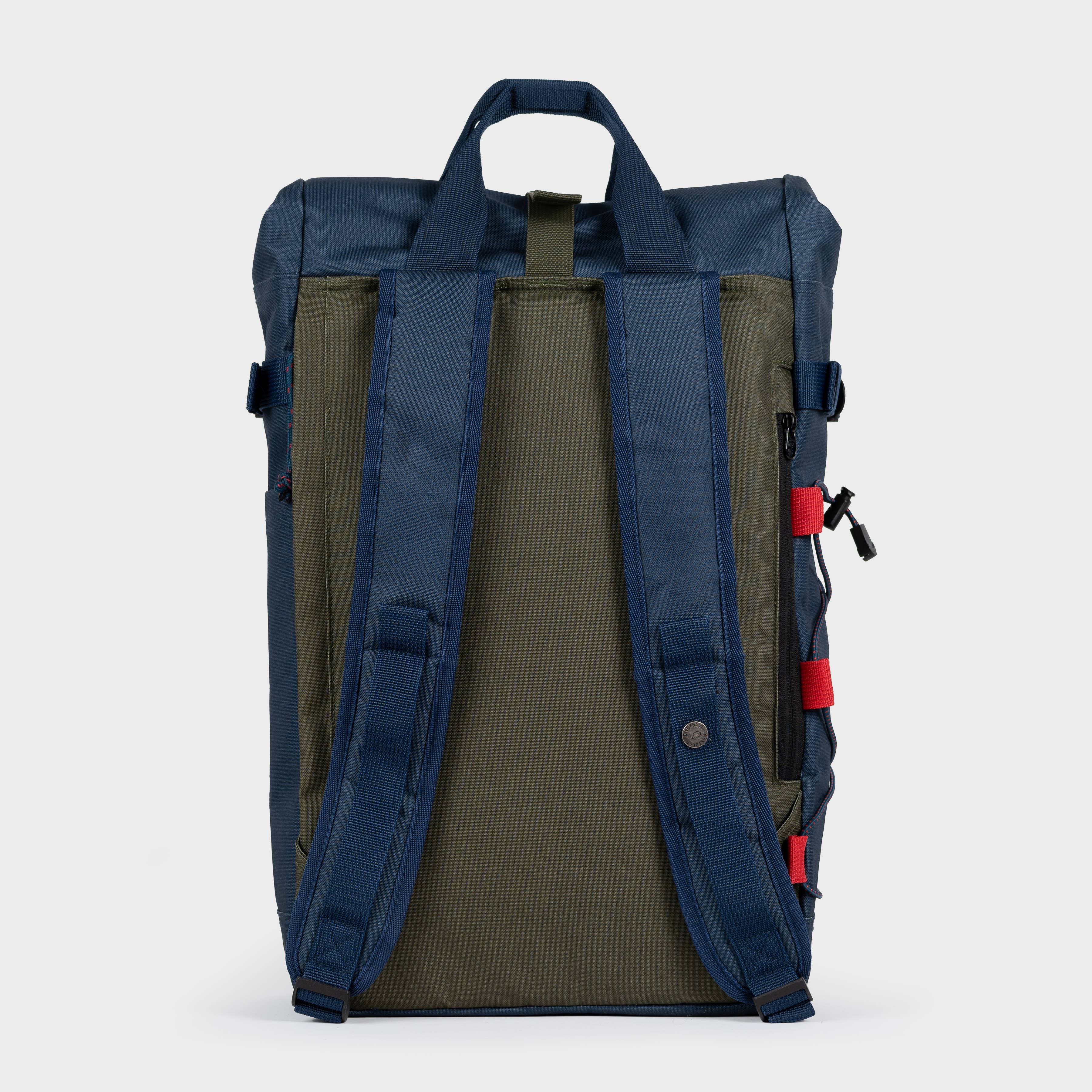 BILLYBELT - Wholesale Backpack - Men's - Roll-top 100% recycled polyester backpack - Navy and khaki1