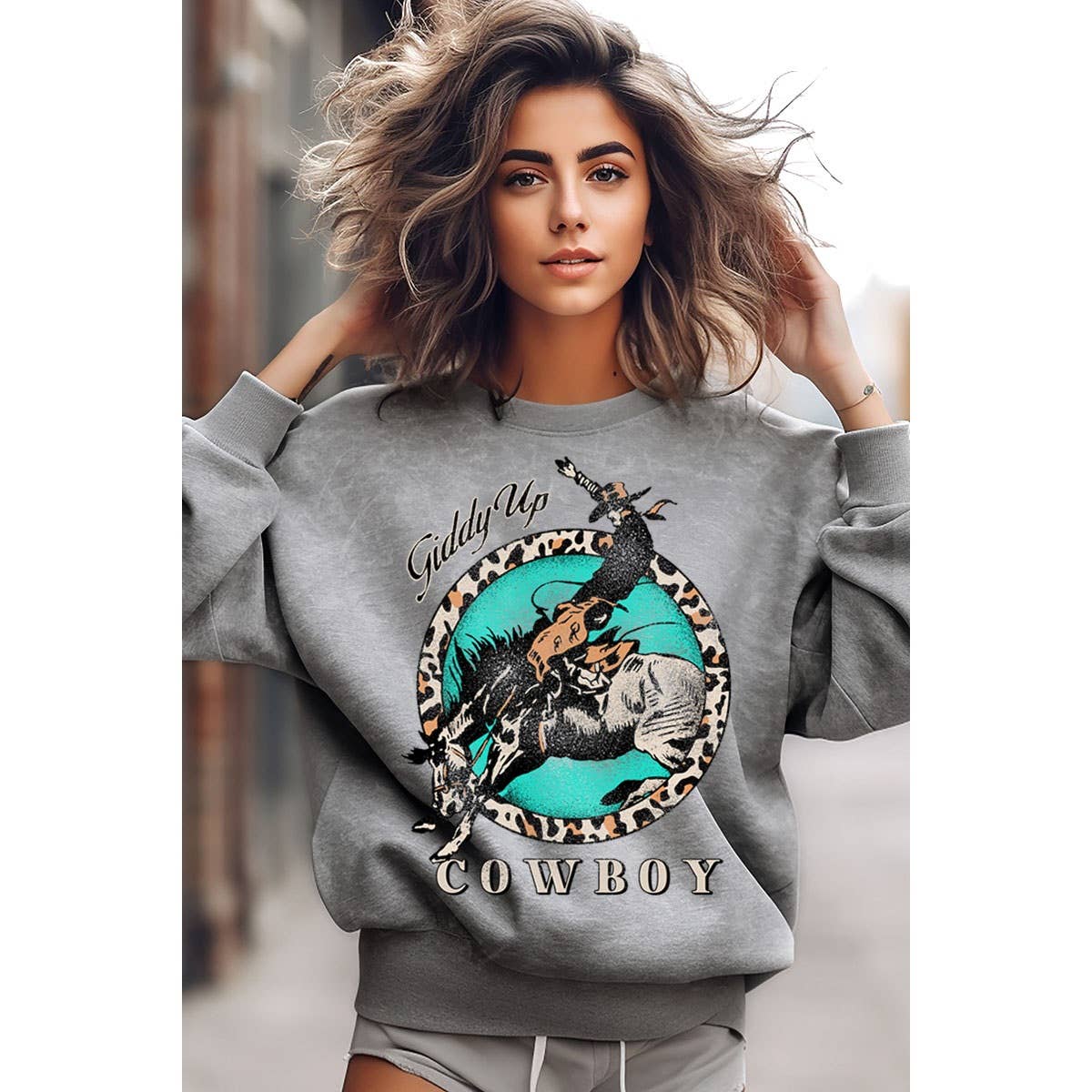 HRTandLUV – wholesale Sweatshirt – Women's – GIDDY UP COWBOY MINERAL GRAPHIC SWEATWHIRTS5