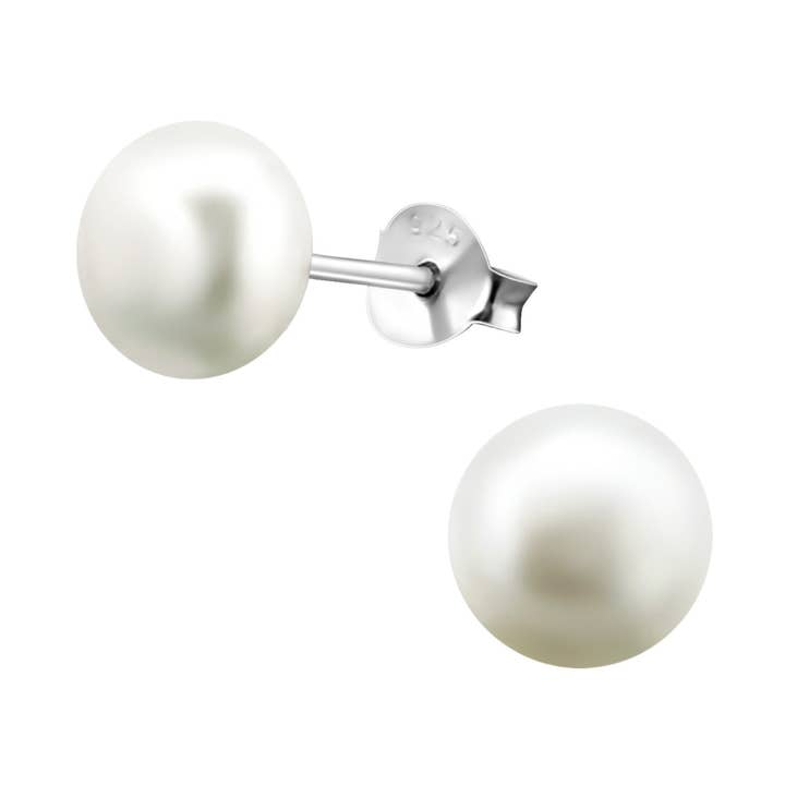 Boucles d'oreilles à clout/tige en argent sterling 925 avec perles d'eau douce pour la vente par Moonrise Jewelry