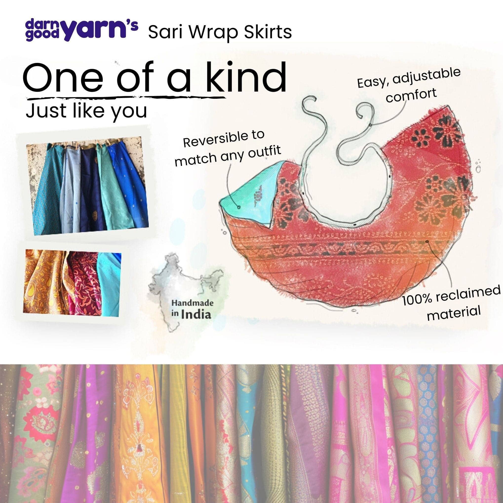 Darn Good Yarn - Wholesale Skirt - Women's - Knee-Length: "Mini" Sari Wrap Skirts33