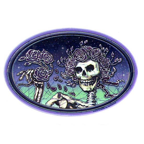 Gypsy Rose - Wholesale Sticker - Grateful Dead Batik Skull & Roses Bertha Window Sticker