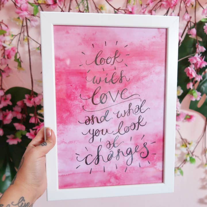 pink A4 positive quote watercolour print for wholesale by Keep It Bright