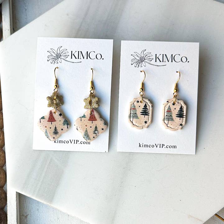 Polymer Clay Earrings - Christmas Trees for wholesale by KIMCo.