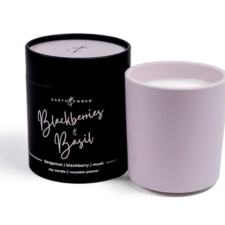 Milkhouse Candle Company - Wholesale Jar/Filled Candle - Earth & Ember 13 oz: Blackberries & Basil