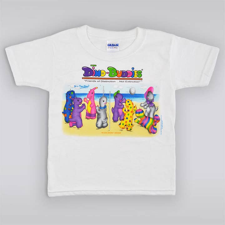 DINO-BUDDIES® -Camisetas - Escena de voleibol * Blanco * 2T 3T 4T para venta al por mayor de Dino Buddies