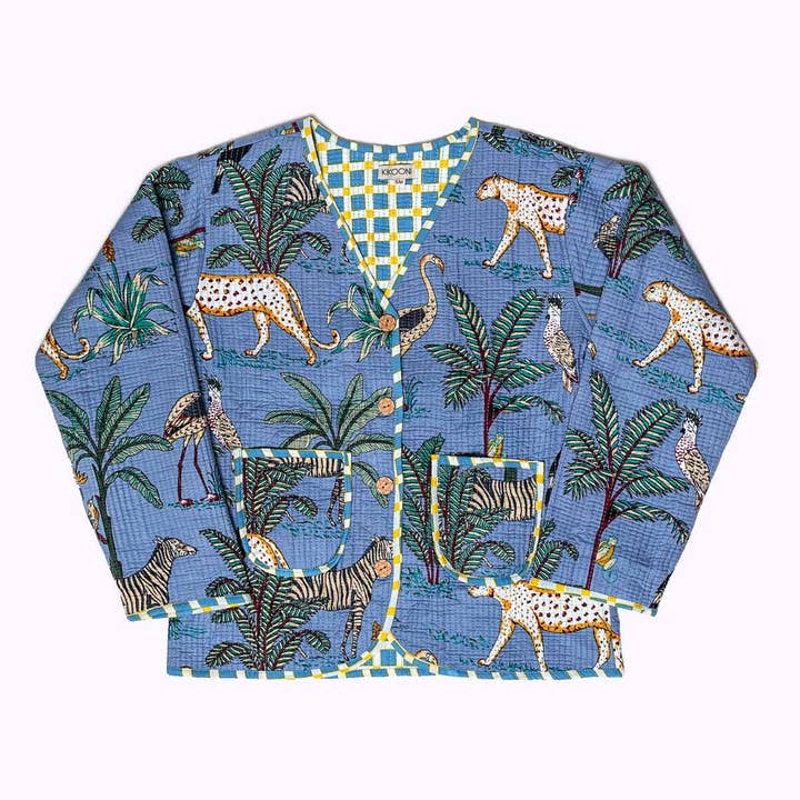 handcrafted cotton jacket "Savanna Blue" for wholesale by kikooni