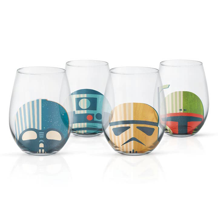 JoyJolt - Wholesale Wine Glass - Star Warsâ„¢ Helmet Hues Stemless Wine Glasses, Set of 4