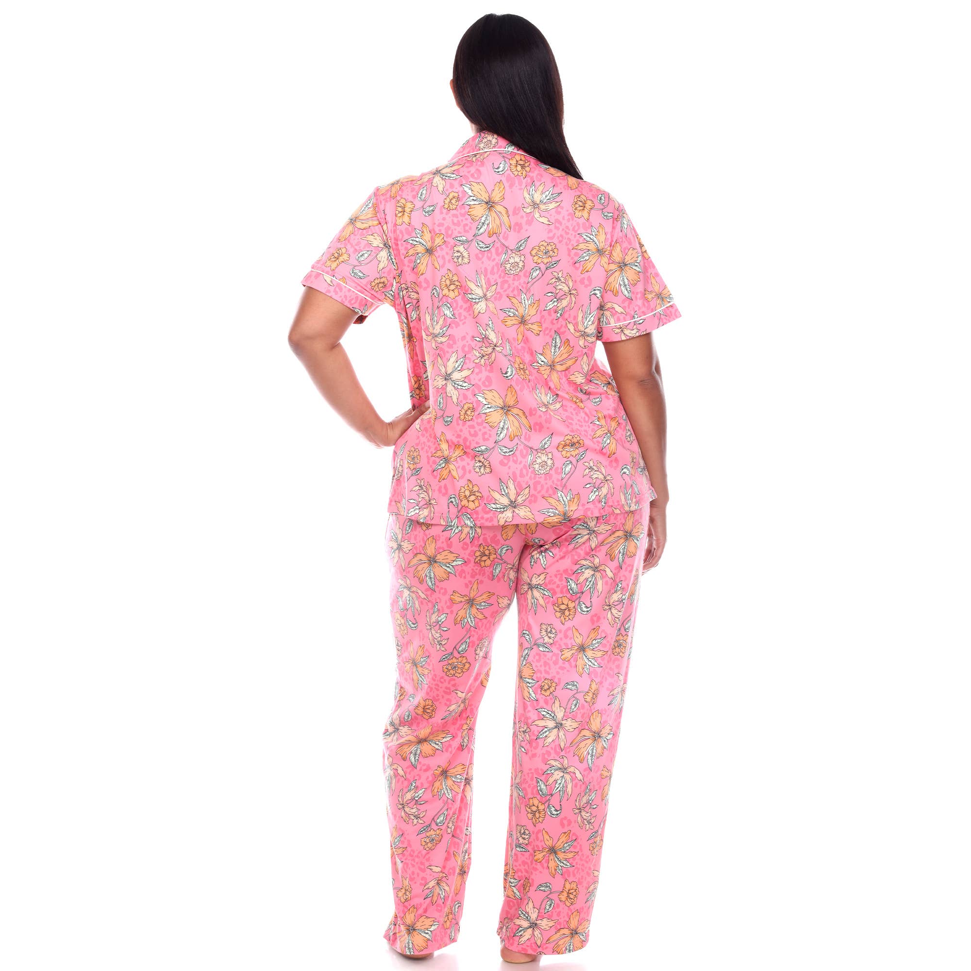 WHITE MARK – Großhandel Schlafanzug-Set – Damen – Übergröße Kurzarm & Hosen Tropical Pyjama-Set14