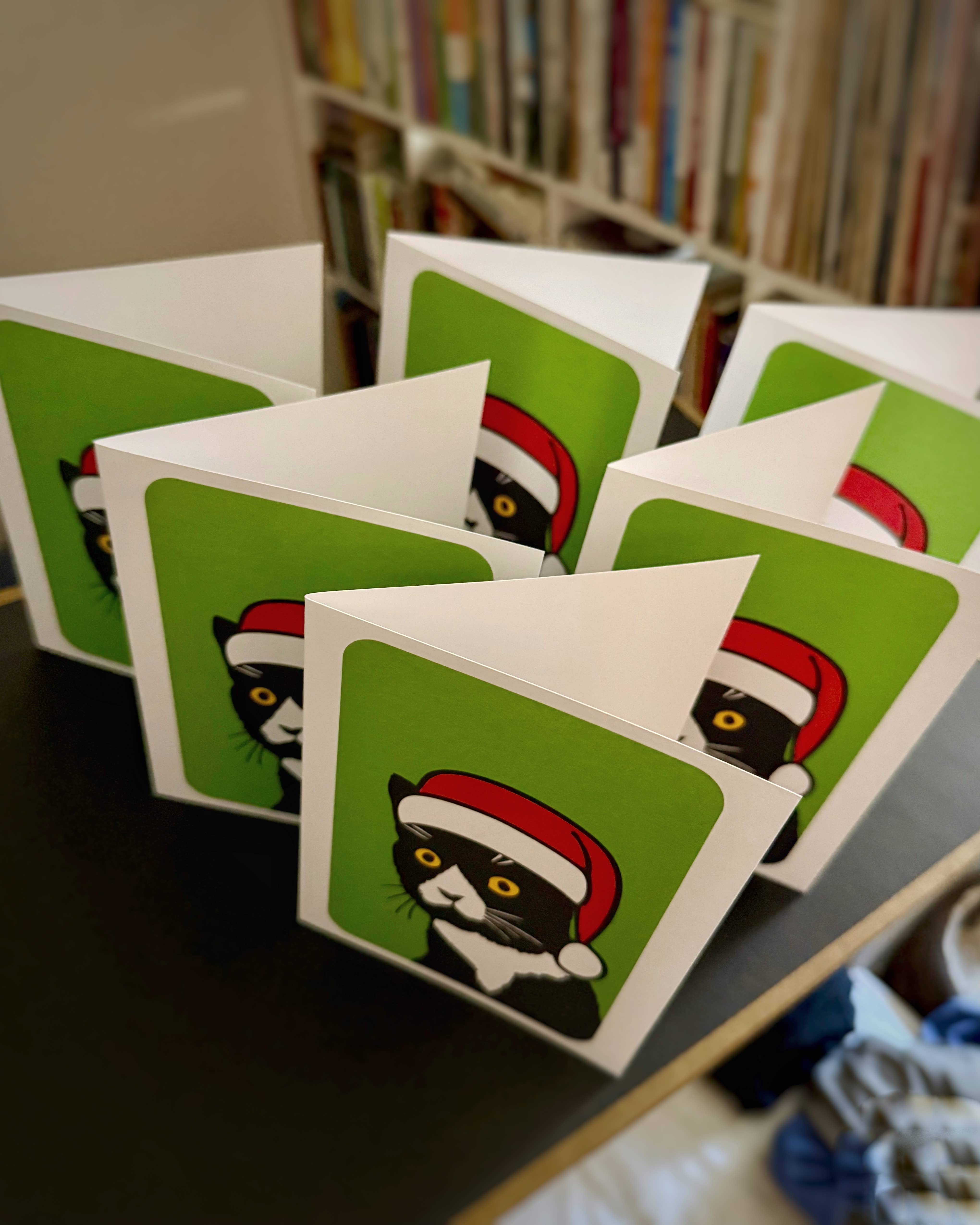 Mobius Theory – wholesale Julkort – Tomte Daft Katt Julkort Låda Set med Sex (6) Kort3