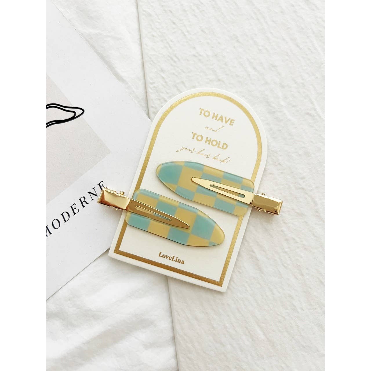 LoveLina - Wholesale Hair Clip - Women's - Crease Free Checkered Clips - DEBBIE Checkered0