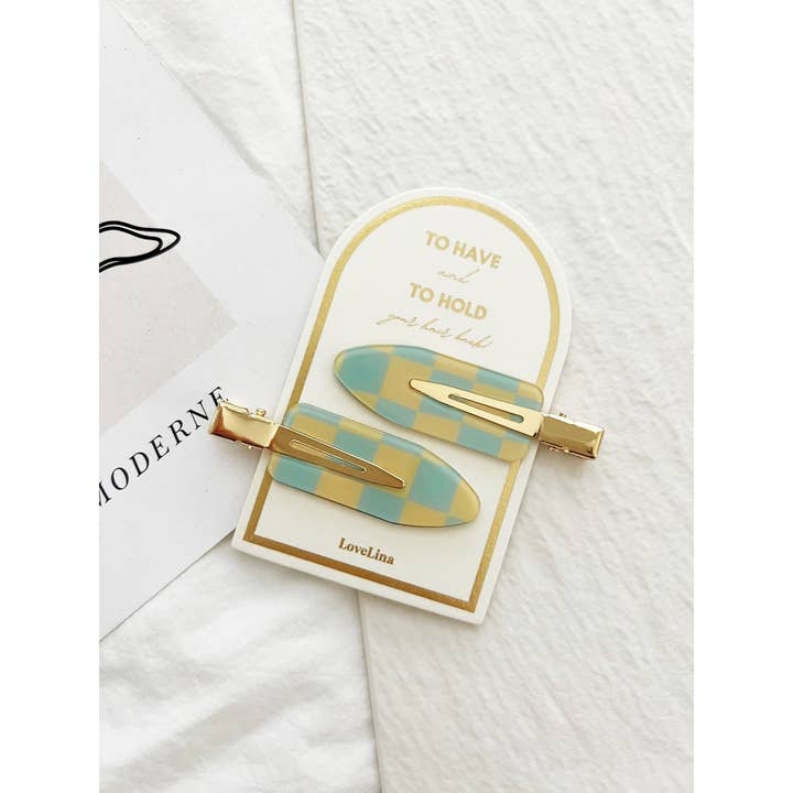 LoveLina - Wholesale Hair Clip - Women's - Crease Free Checkered Clips - DEBBIE Checkered