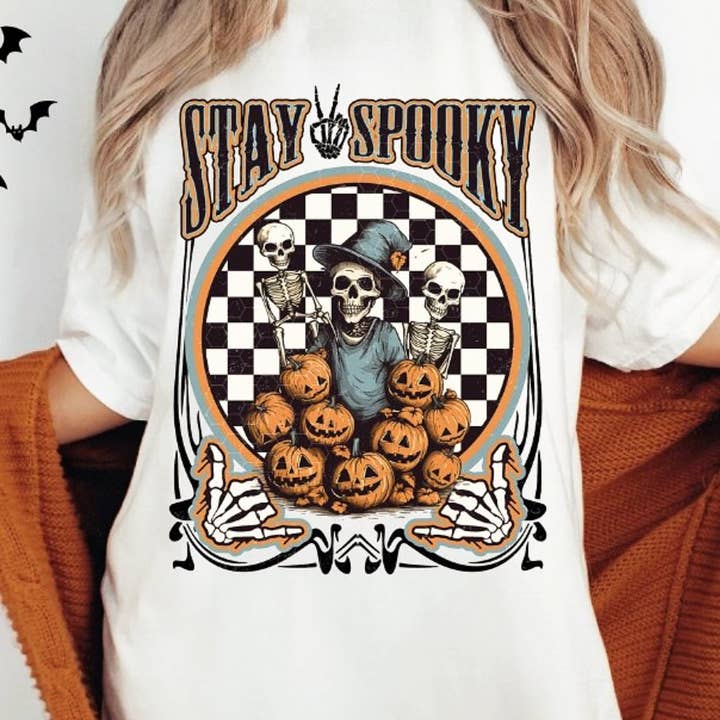 Stay Spooky Skeletons & Jack-O-Lanterns Tee for wholesale by Peach Closet