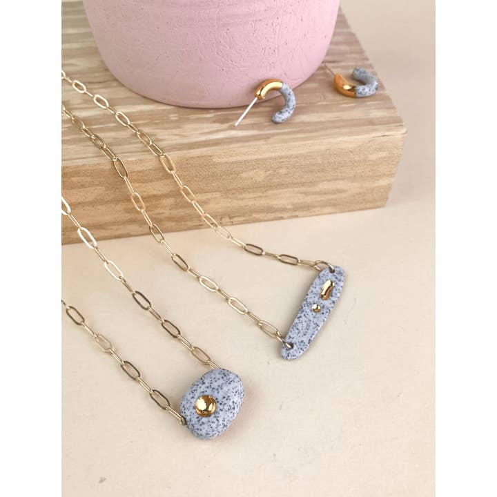 Barrow PDX - Wholesale Pendant/Charm Necklace - Lascaux Necklace - Ceramic Abstract Necklace, Goldfill Chain6