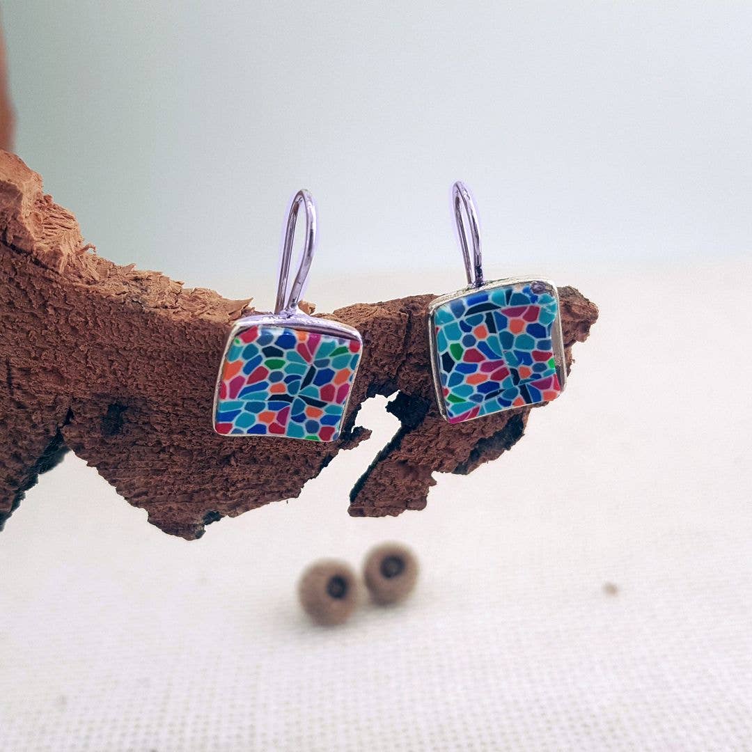 PASTACUITA - Wholesale Dangle Earrings - Modernist square hook earrings. Inspired by Gaudí.4