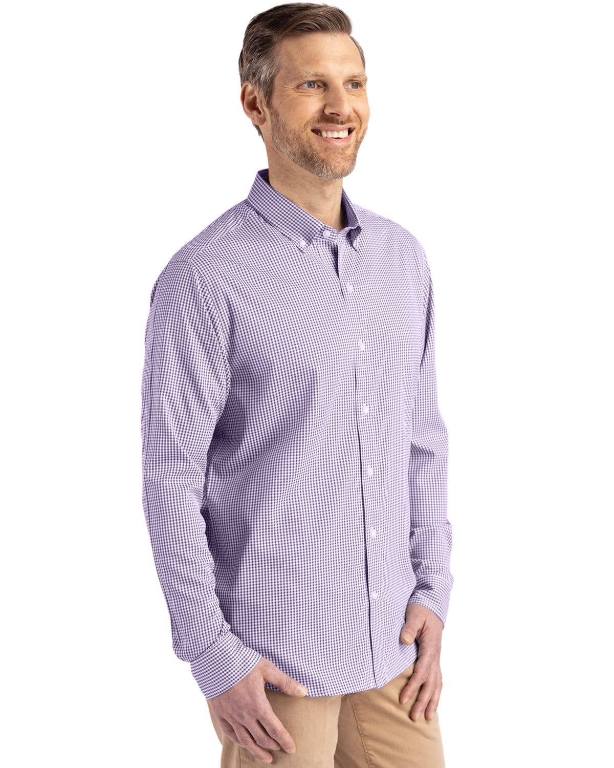 Cutter & Buck - Wholesale Button Down Shirt - Men's - Cutter & Buck Skyline Gingham Mens Big & Tall Dress Shirt34