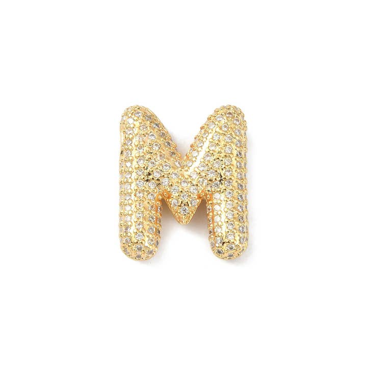 The Charm Bar Company - Wholesale Individual Charm/Pendant - Gold Slider Rhinestone Bubble Initial Charm12