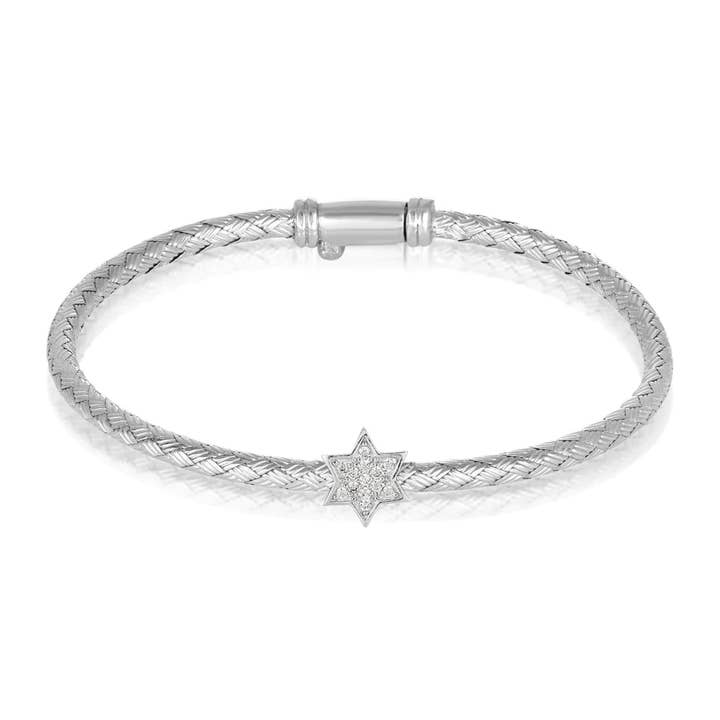 ALEF BET JEWELRY - Wholesale Bangle Bracelet - Jewish Star of David Bangle Bracelet Sterling Silver