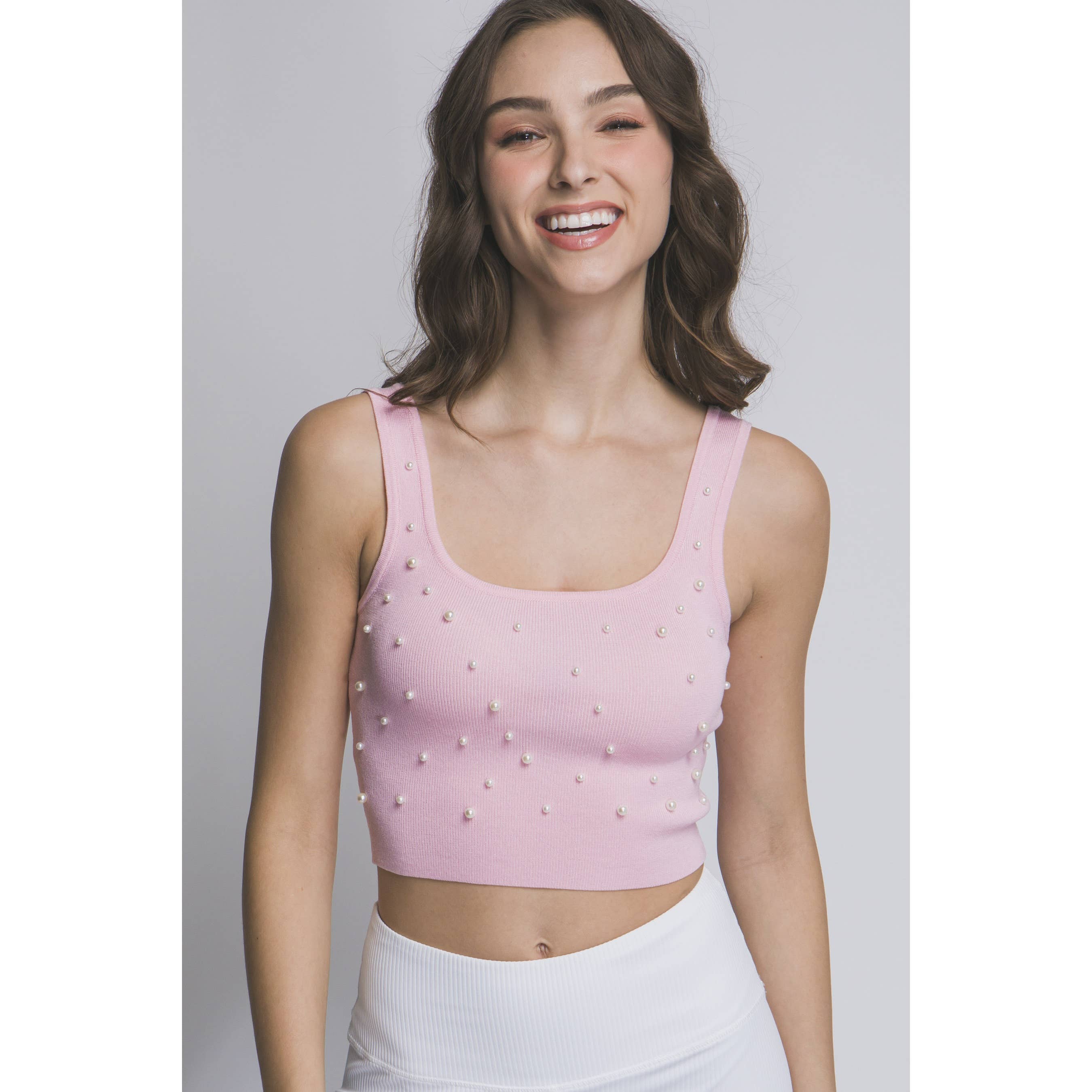 HiteJeans – wholesale Linne (Tryckt) - Dam – Ribbad stickad bolldesign kort linne4