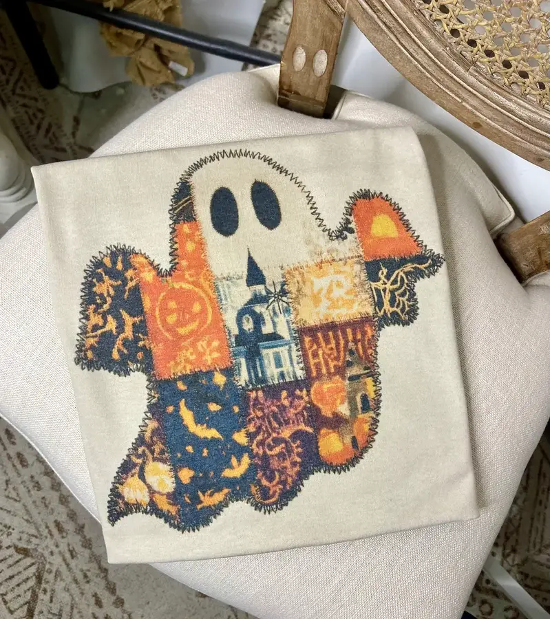 Tan Patchwork Ghost  (Gildan Sub T-Shirt) for wholesale on Faire0