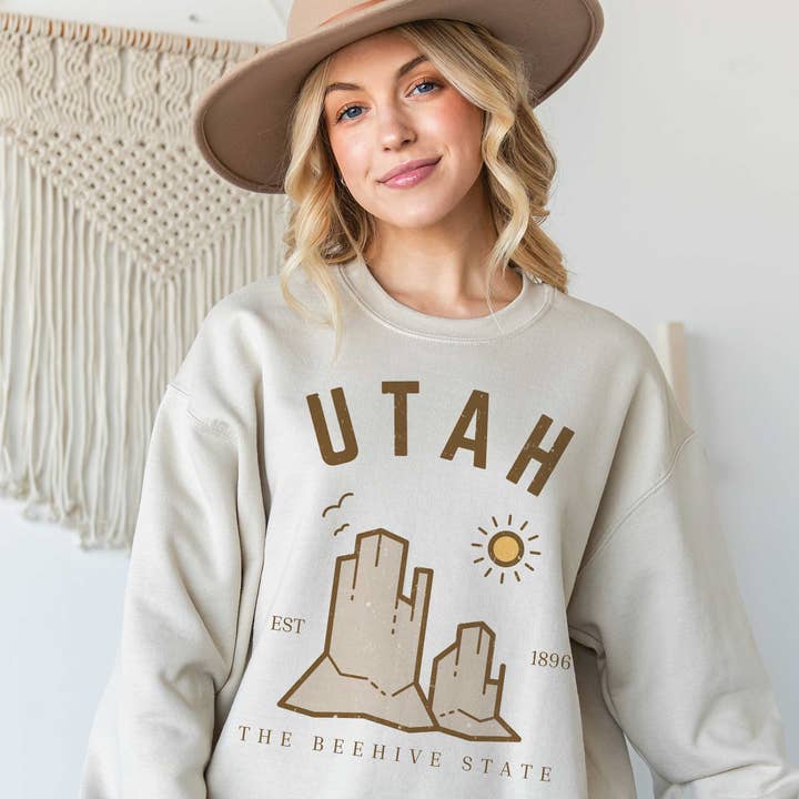 Sweatshirt graphique UTAH L'ÉTAT DE LA RUCHE pour la vente par BLUME & CO.