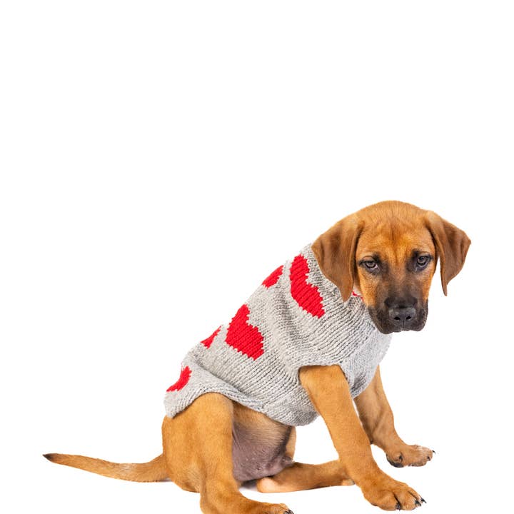 CHILLY DOG LLC - Wholesale Pet Sweater - Dog - Red Hearts Dog Sweater