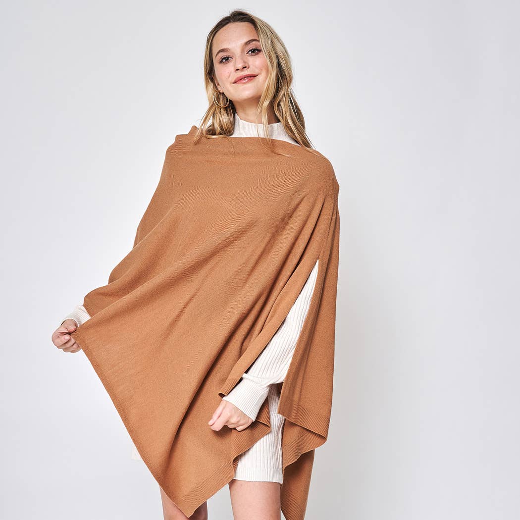 Fashion City – Engroshandel Poncho - Dame – Mørk Tone Solid Diamond Shape Tørklæde Poncho19