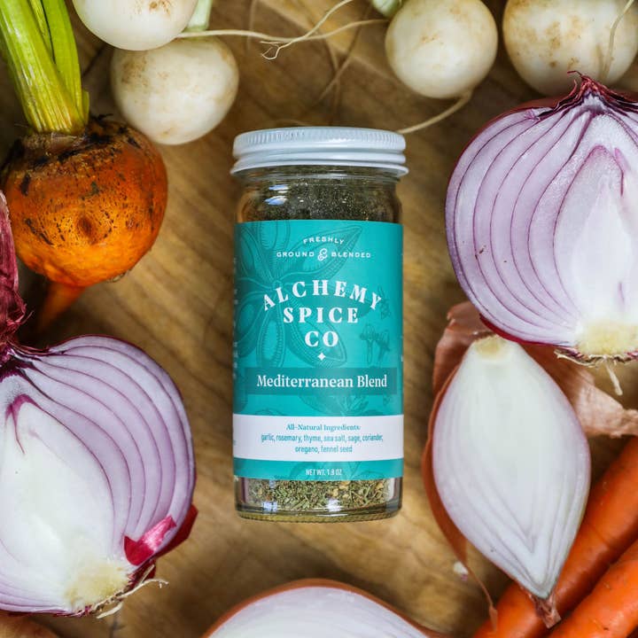 Alchemy Spice Company – wholesale Dried spice mix – Mediterranean Blend Jar1