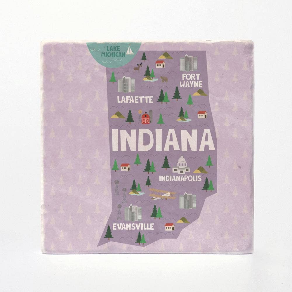 Versatile Coasters - Vente Sous-verre - Sous-verres d'illustration de l'État de l'Indiana2