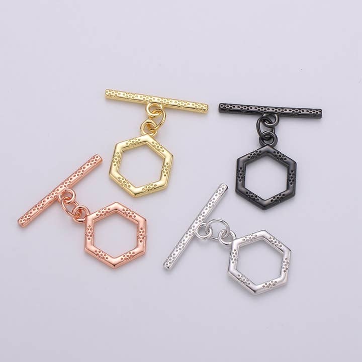 Bee hive Toggle Clasp, 24K Gold Filled Toggle Clasps - Unique OT Clasp Hexagon Geometric Clasp for geometric Jewelry Supply L-090 L-093 L-094 L-095 for wholesale by Aim Eternal