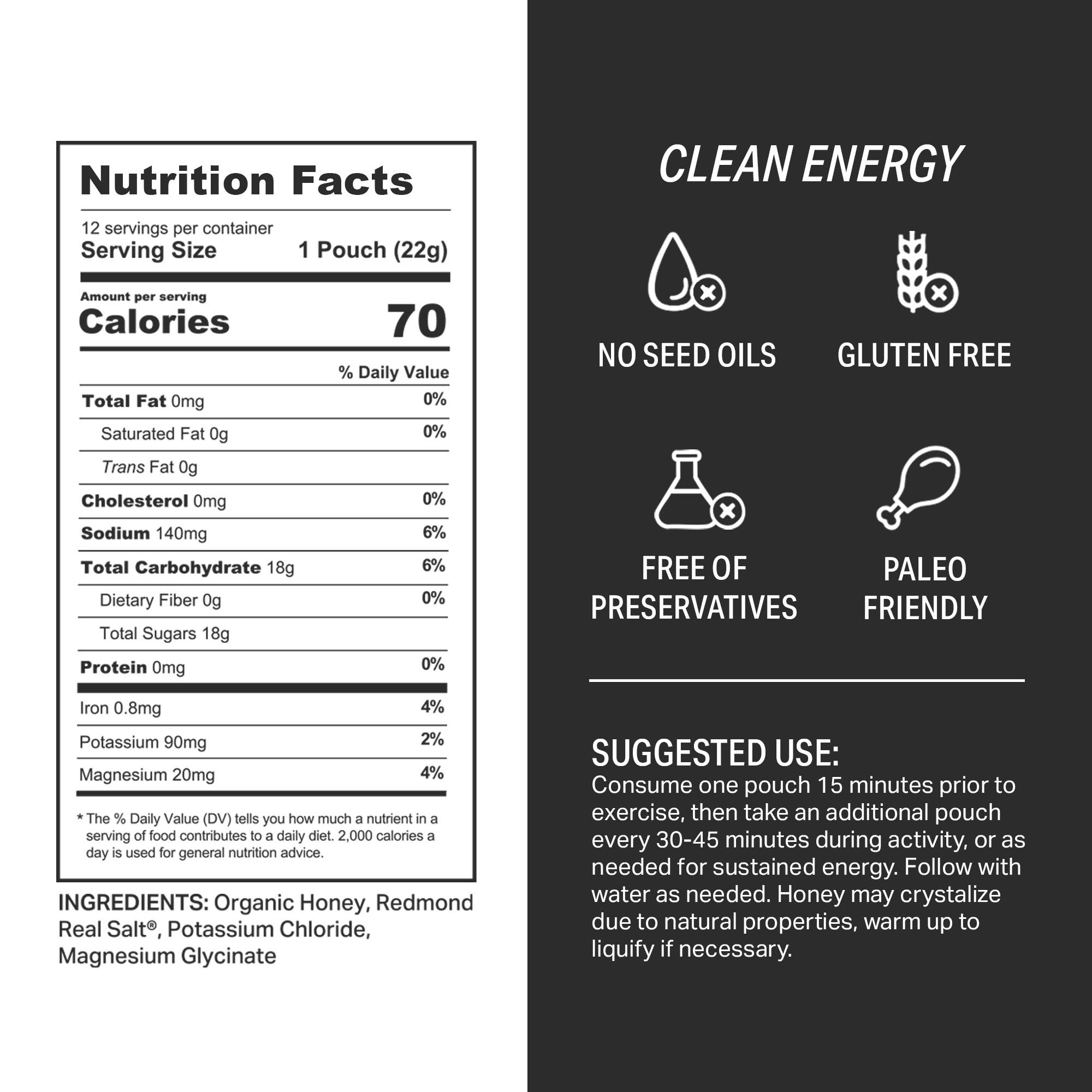 HNY+ - Wholesale Oral Supplement/Vitamin - HNY+ Energy Honey | Classic Gel | Caffeine Free 24-Pack8